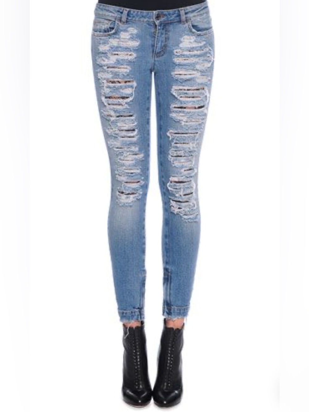 Dolce & Gabbana Jeans “Pretty” IT 44 Lace Insert Distressed Skinny Made in Italy